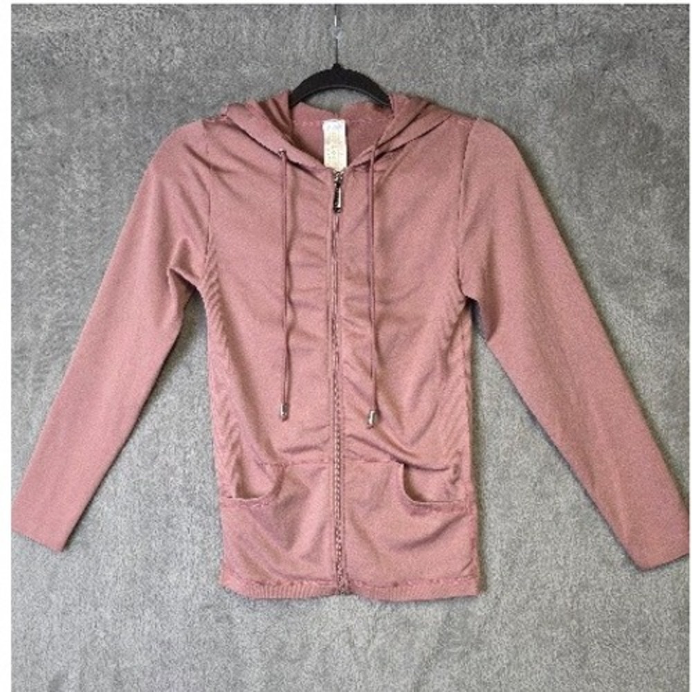 Tna Colorful Cozy Zip Up Hoodie‎ Athletic Jacket Womens Size Medium Mauve Pink